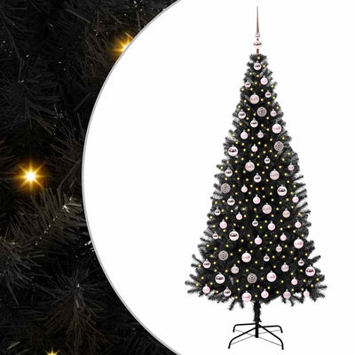 Albero di Natale VidaXL con 300 LED con PVC standard nero da 210 cm
