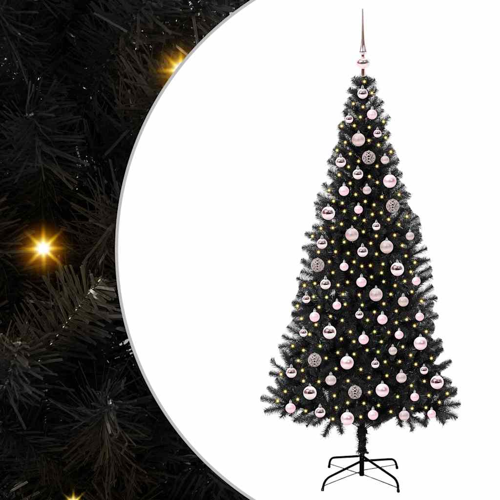 Albero di Natale VidaXL con 300 LED con PVC standard nero da 210 cm