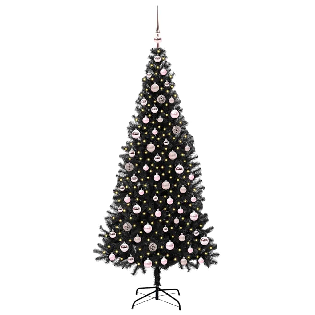 Albero di Natale VidaXL con 300 LED con PVC standard nero da 210 cm