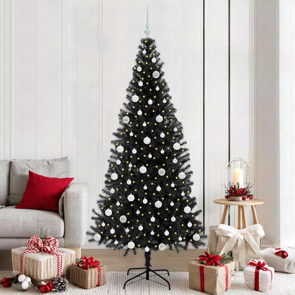 Vidaxl kerstboom met 300 led met standaard zwart 210 cm pvc
