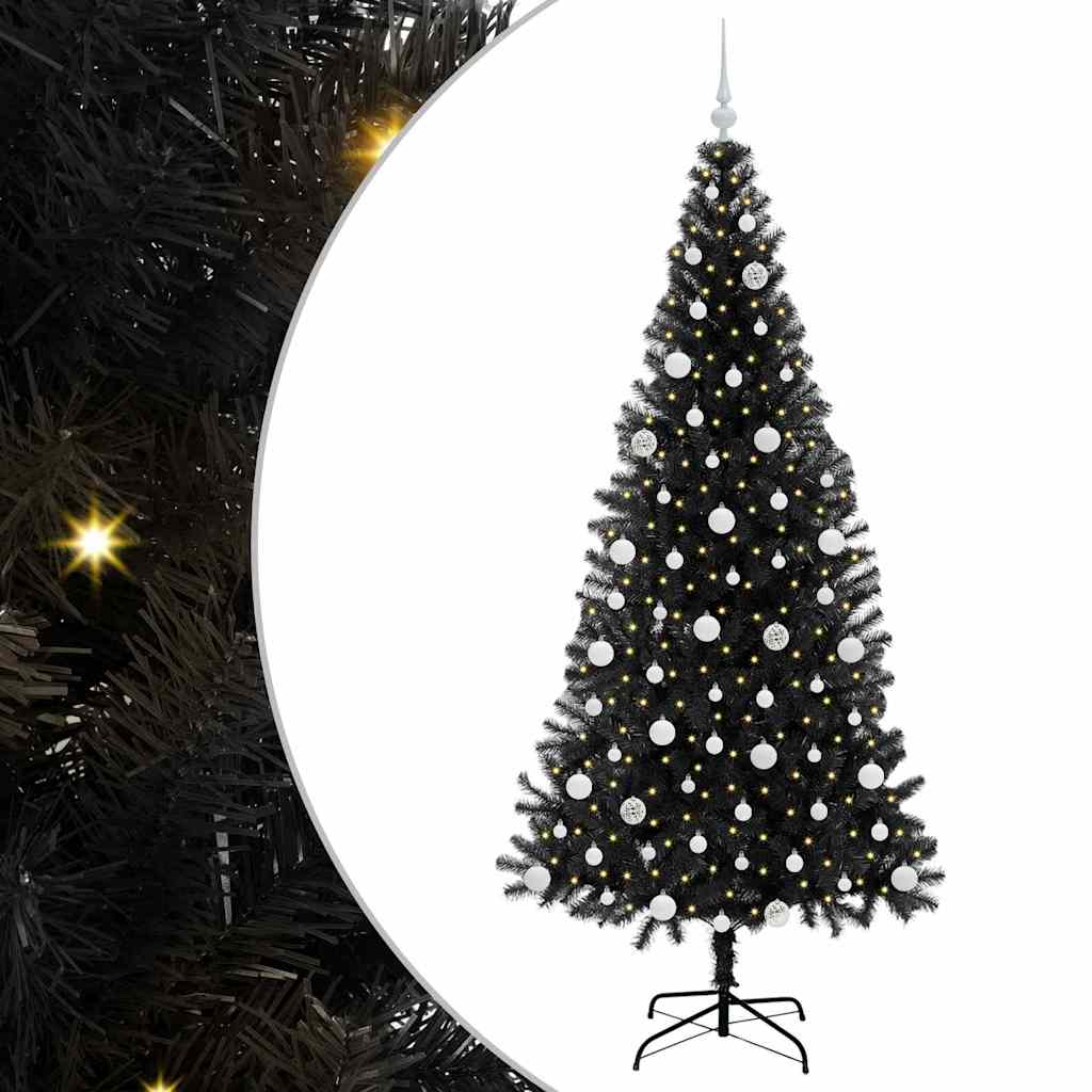 Albero di Natale VidaXL con 300 LED con PVC standard nero da 210 cm