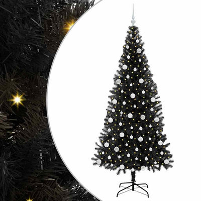 Albero di Natale VidaXL con 300 LED con PVC standard nero da 210 cm