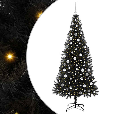 Albero di Natale VidaXL con 300 LED con PVC standard nero da 210 cm