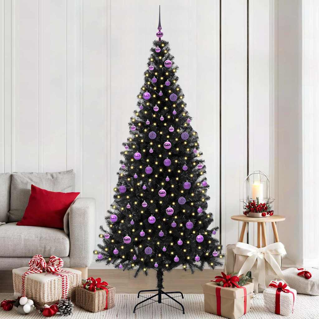 Albero di Natale VidaXL con 300 LED con PVC standard nero da 210 cm
