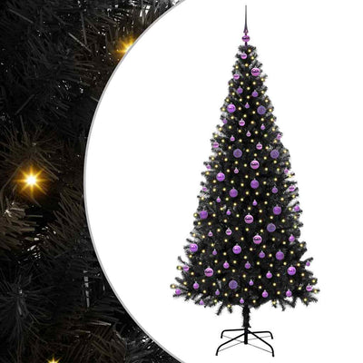 Albero di Natale VidaXL con 300 LED con PVC standard nero da 210 cm