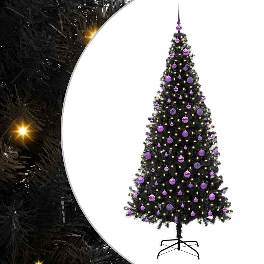 Albero di Natale VidaXL con 300 LED con PVC standard nero da 210 cm