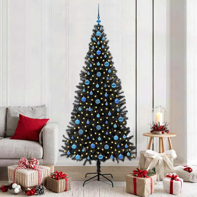 Albero di Natale VidaXL con 300 LED con PVC standard nero da 210 cm