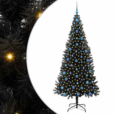 Albero di Natale VidaXL con 300 LED con PVC standard nero da 210 cm