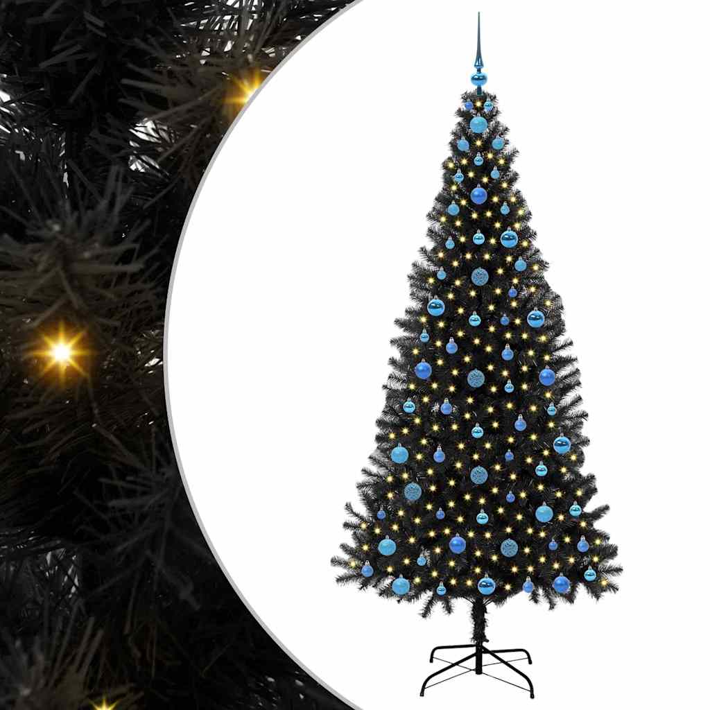 Vidaxl kerstboom met 300 led met standaard zwart 210 cm pvc
