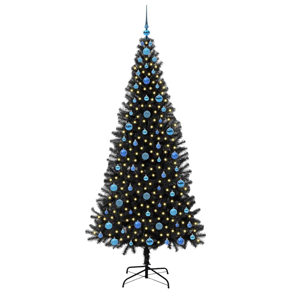 Vidaxl kerstboom met 300 led met standaard zwart 210 cm pvc