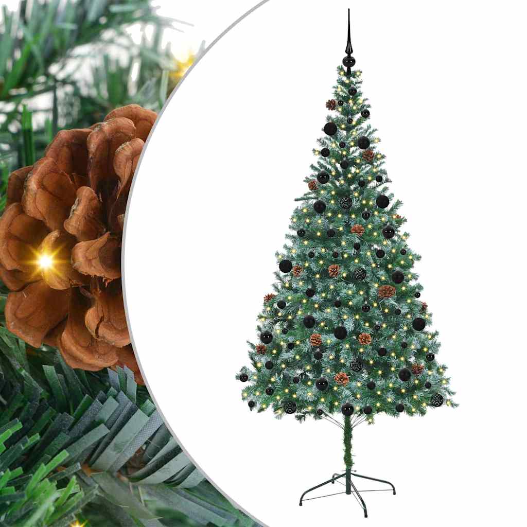 Albero di Natale artificiale Vidaxx con 300 LED verdi, 210 cm in PVC e acciaio