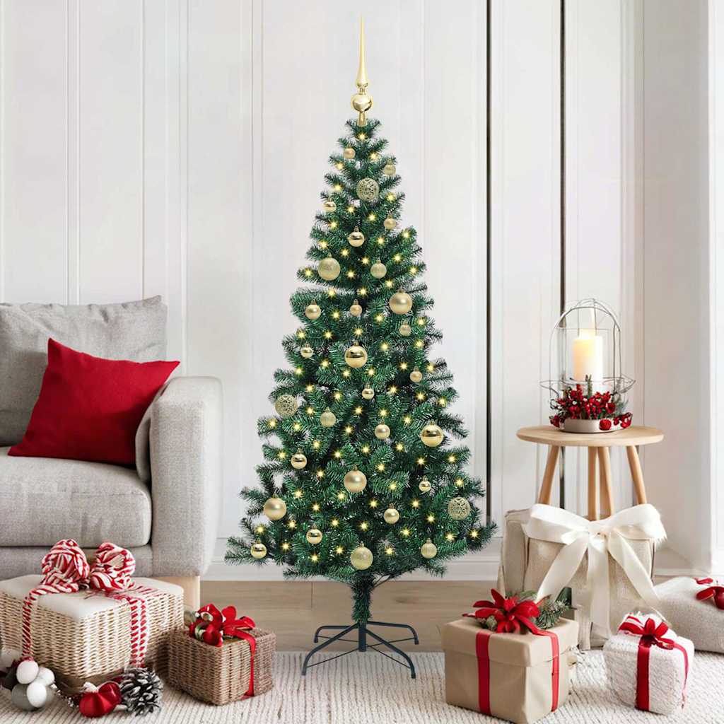Vidaxl kunstmatig voorverlicht kerstboom groen 150 cm pvc en metaal