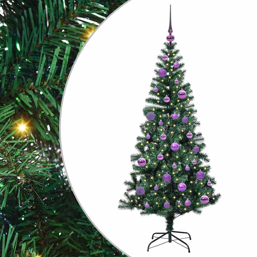 Vidaxl kunstmatig voorverlicht kerstboom groen 150 cm pvc en metaal