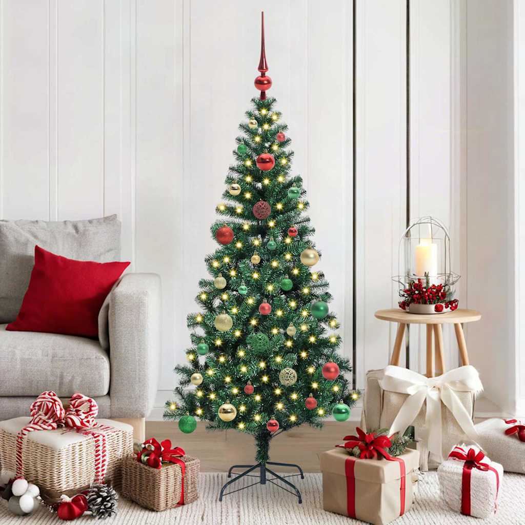 Vidaxl kunstmatig voorverlicht kerstboom groen 150 cm pvc en metaal