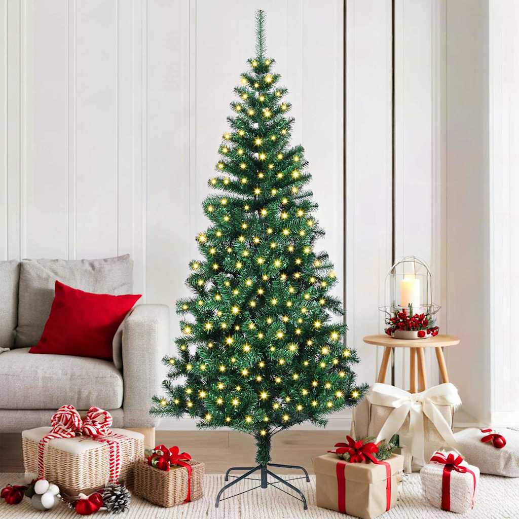 VidaXL albero di Natale artificiale preilluminato verde 180 cm in PVC e metallo