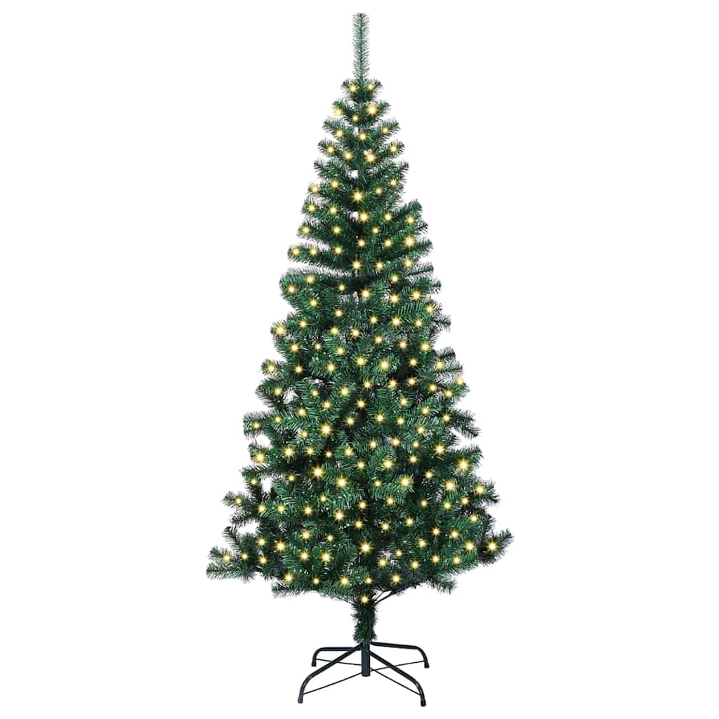 Vidaxl kunstmatig voorverlicht kerstboom groen 180 cm pvc en metaal