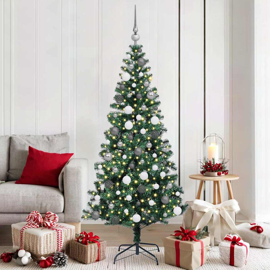VidaXL albero di Natale artificiale preilluminato verde 180 cm in PVC e metallo