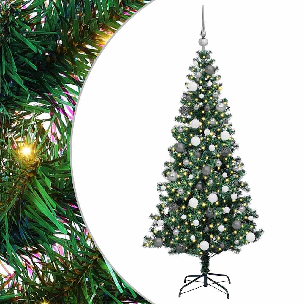 VidaXL albero di Natale artificiale preilluminato verde 180 cm in PVC e metallo