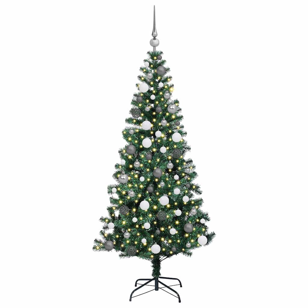 VidaXL albero di Natale artificiale preilluminato verde 180 cm in PVC e metallo