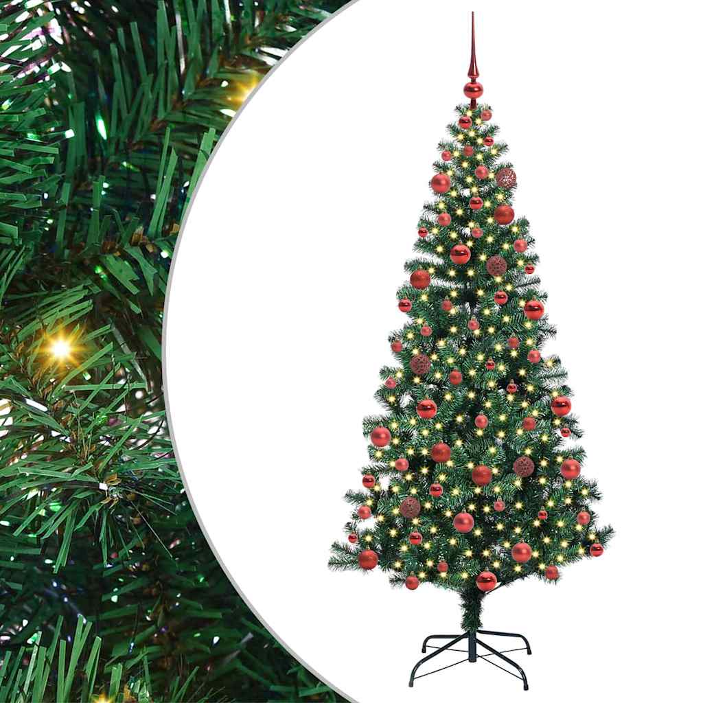 VidaXL albero di Natale artificiale preilluminato verde 180 cm in PVC e metallo