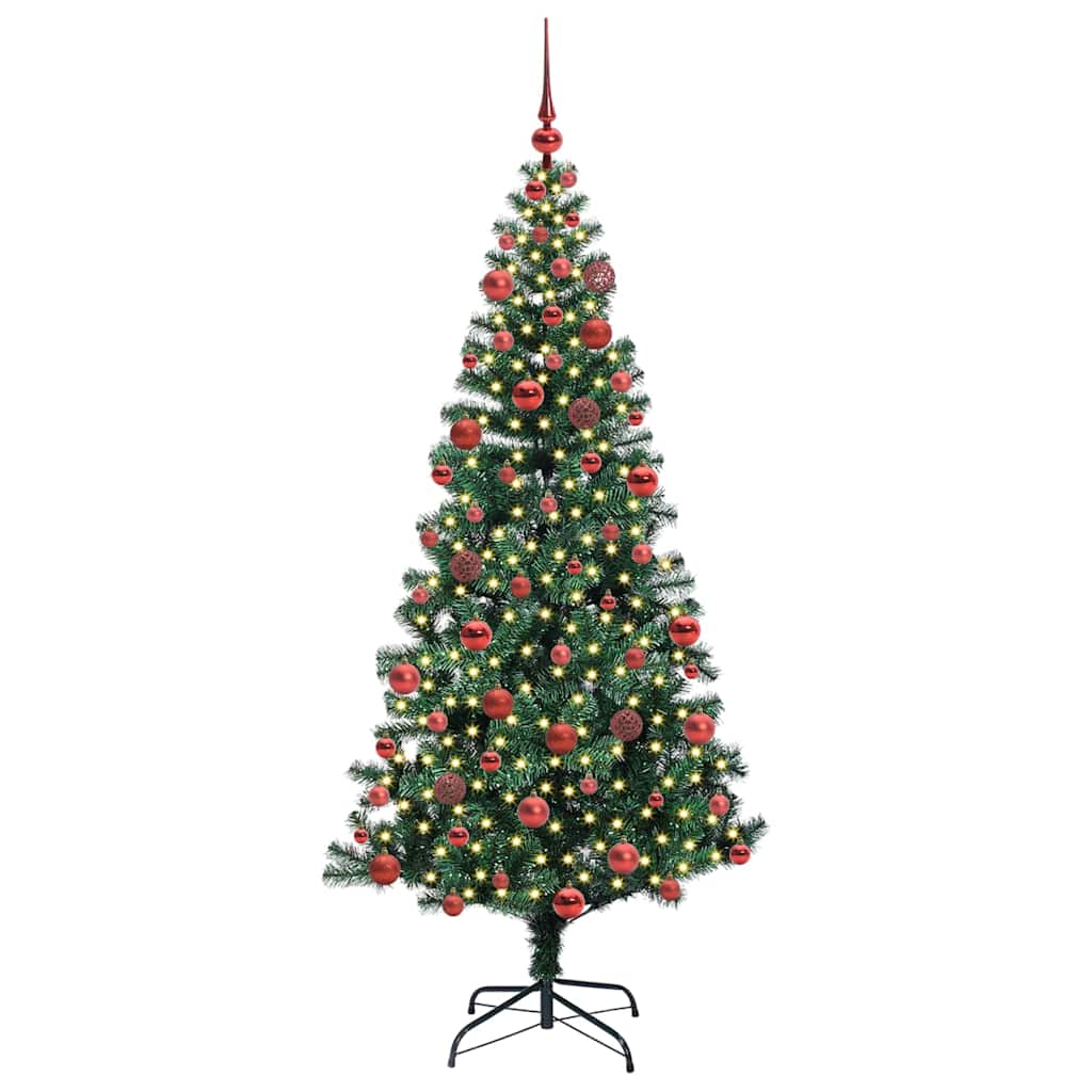 VidaXL albero di Natale artificiale preilluminato verde 180 cm in PVC e metallo