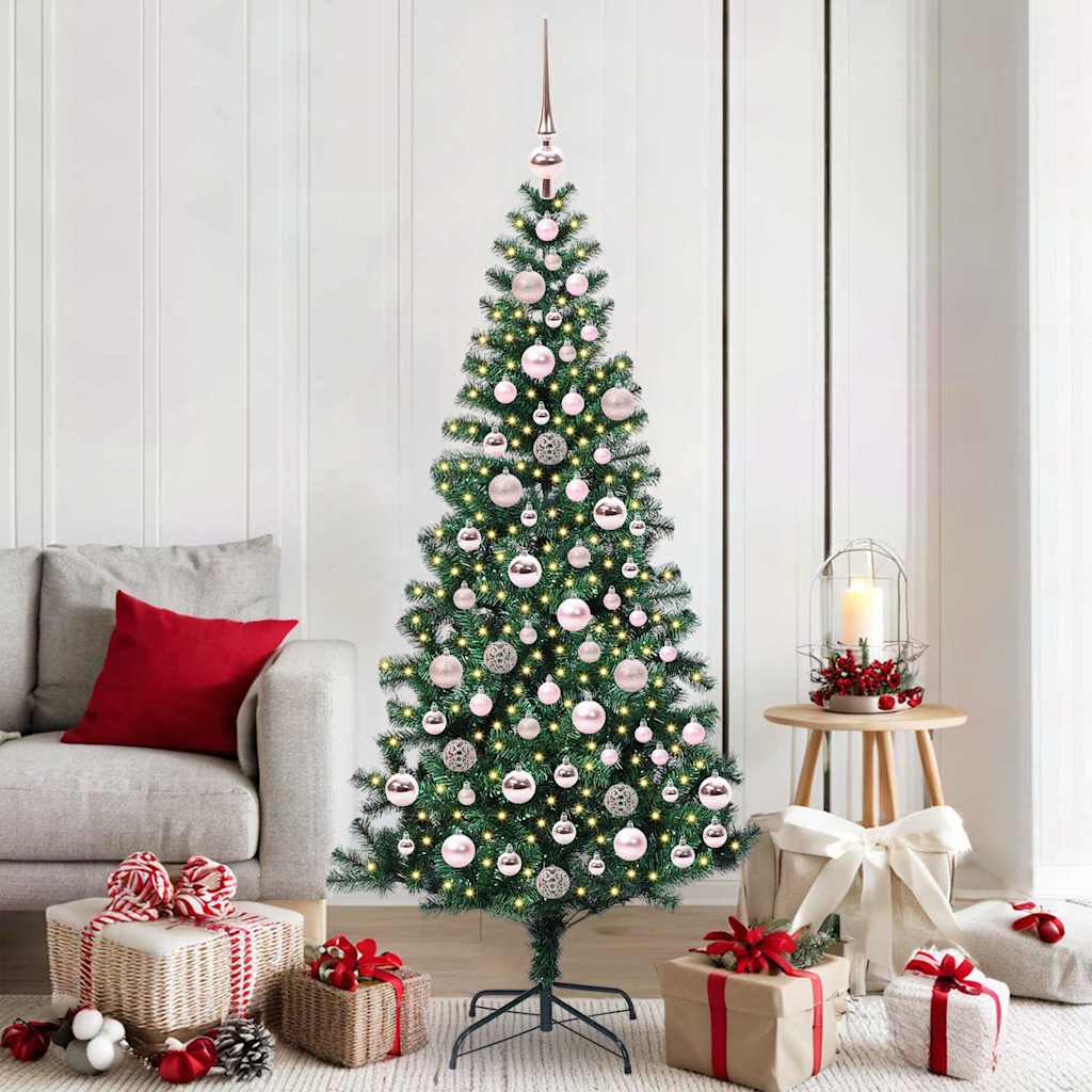 Vidaxl kunstmatig voorverlicht kerstboom groen 180 cm pvc en metaal