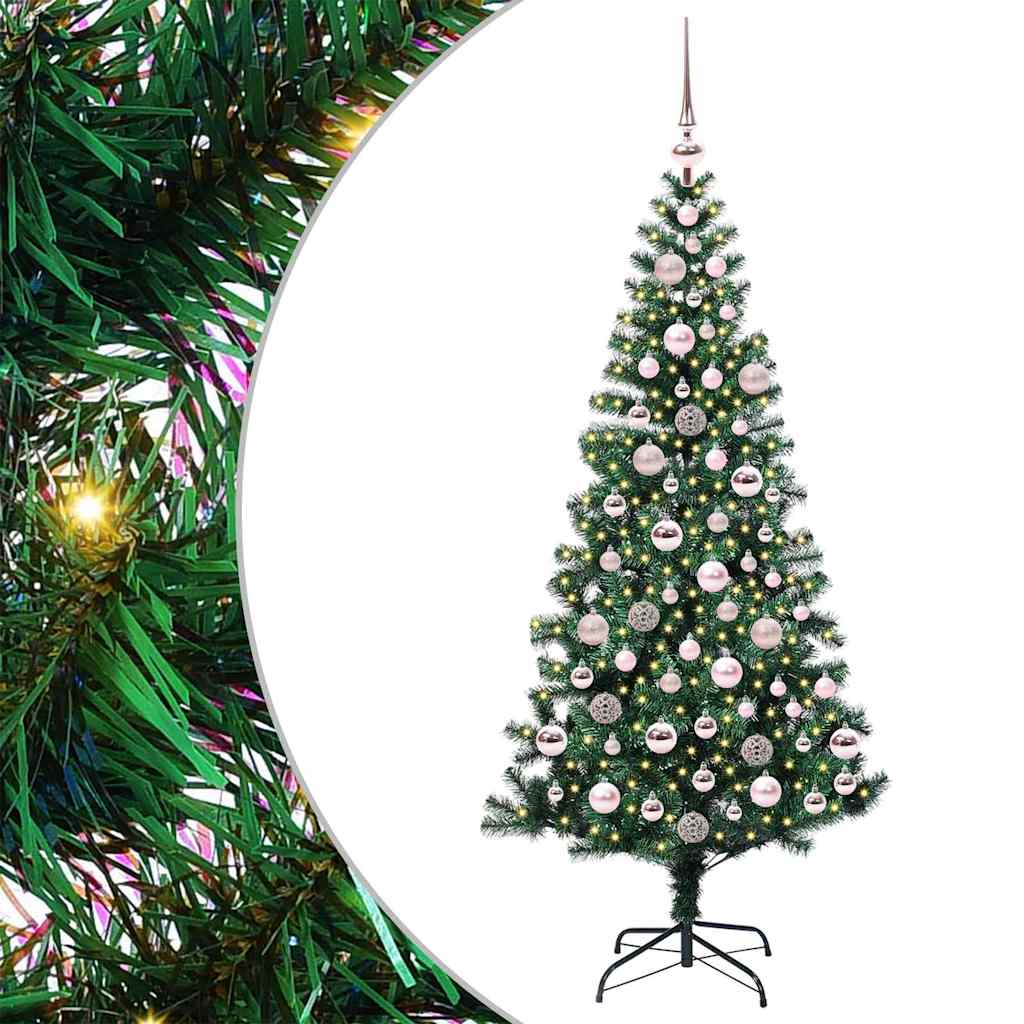 Vidaxl kunstmatig voorverlicht kerstboom groen 180 cm pvc en metaal