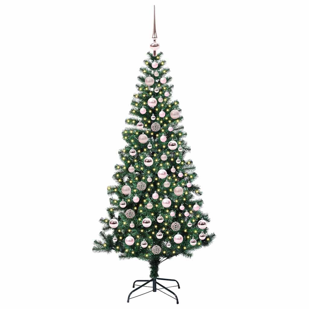 Vidaxl kunstmatig voorverlicht kerstboom groen 180 cm pvc en metaal