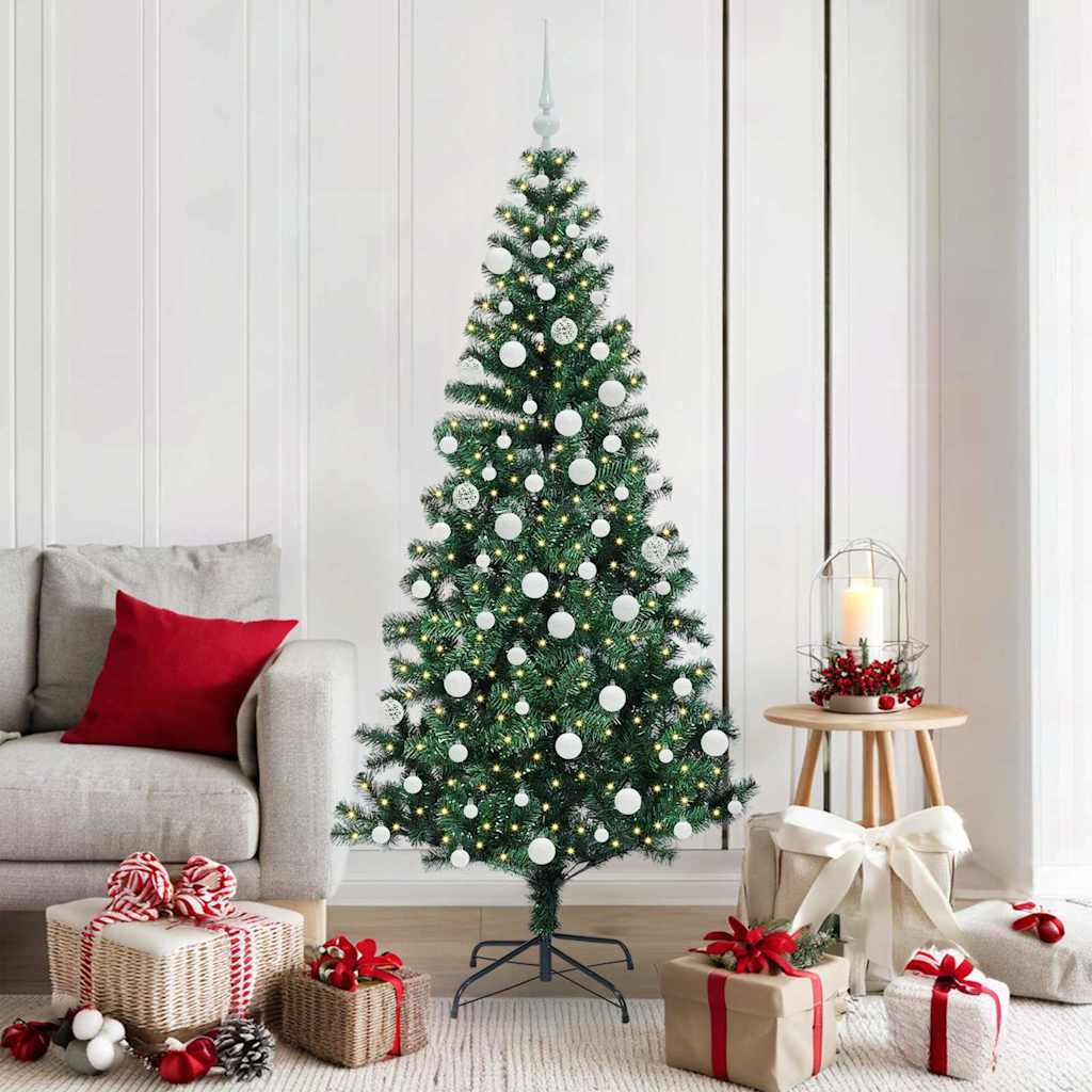 Vidaxl kunstmatig voorverlicht kerstboom groen 180 cm pvc en metaal