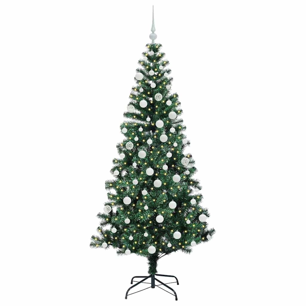 Vidaxl kunstmatig voorverlicht kerstboom groen 180 cm pvc en metaal