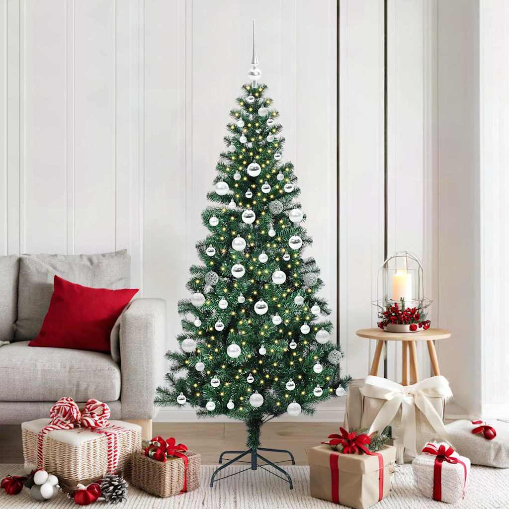 Vidaxl kunstmatig voorverlicht kerstboom groen 180 cm pvc en metaal