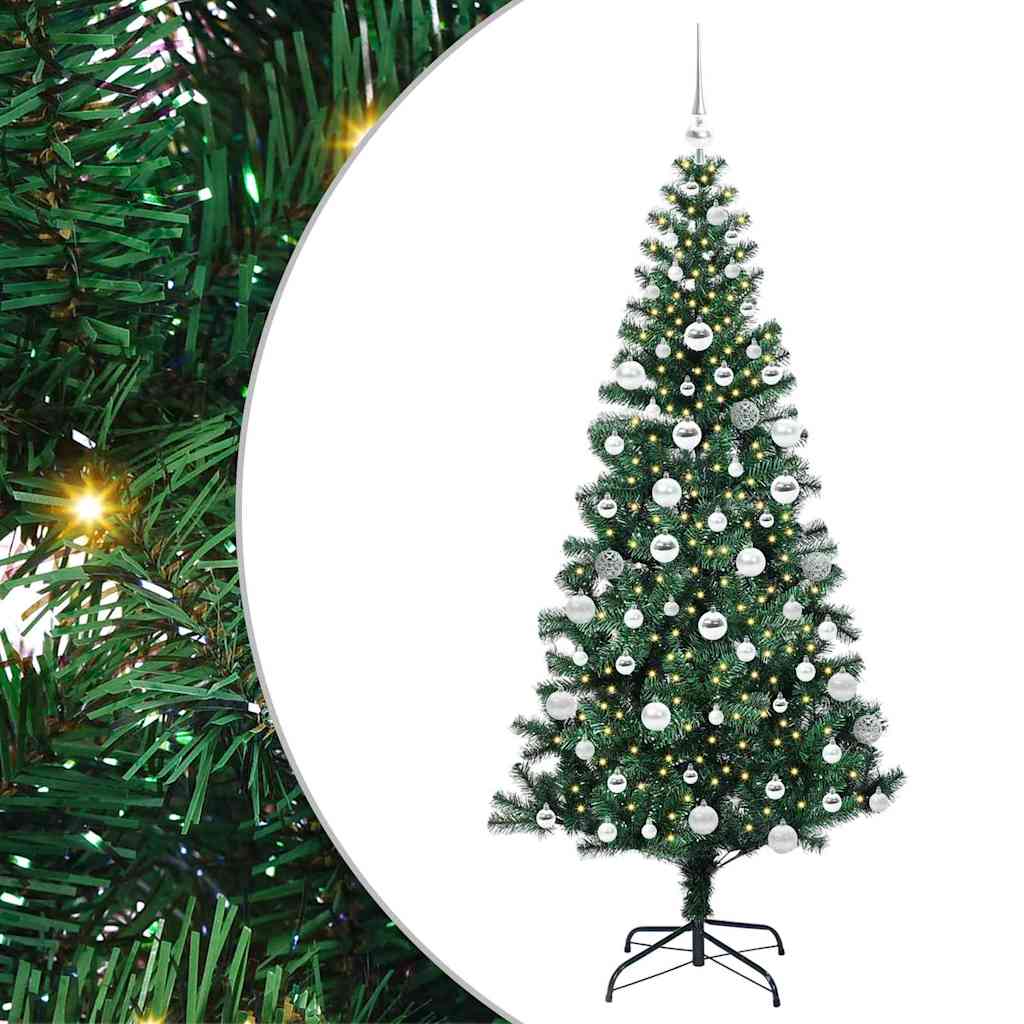 VidaXL albero di Natale artificiale preilluminato verde 180 cm in PVC e metallo