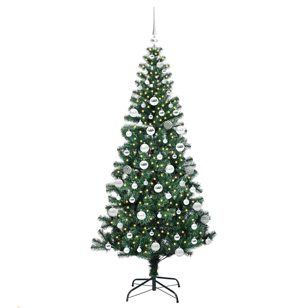 Vidaxl kunstmatig voorverlicht kerstboom groen 180 cm pvc en metaal