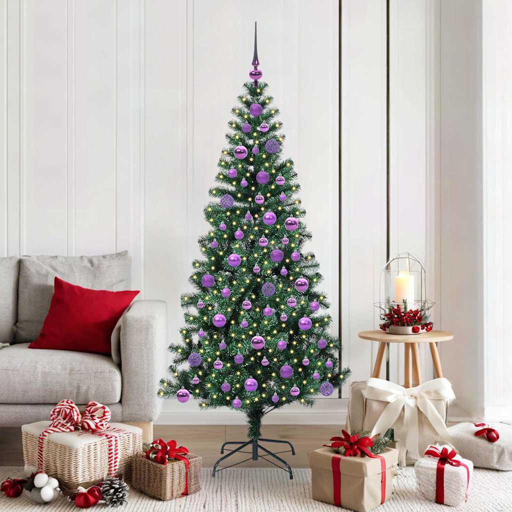 VidaXL albero di Natale artificiale preilluminato verde 180 cm in PVC e metallo