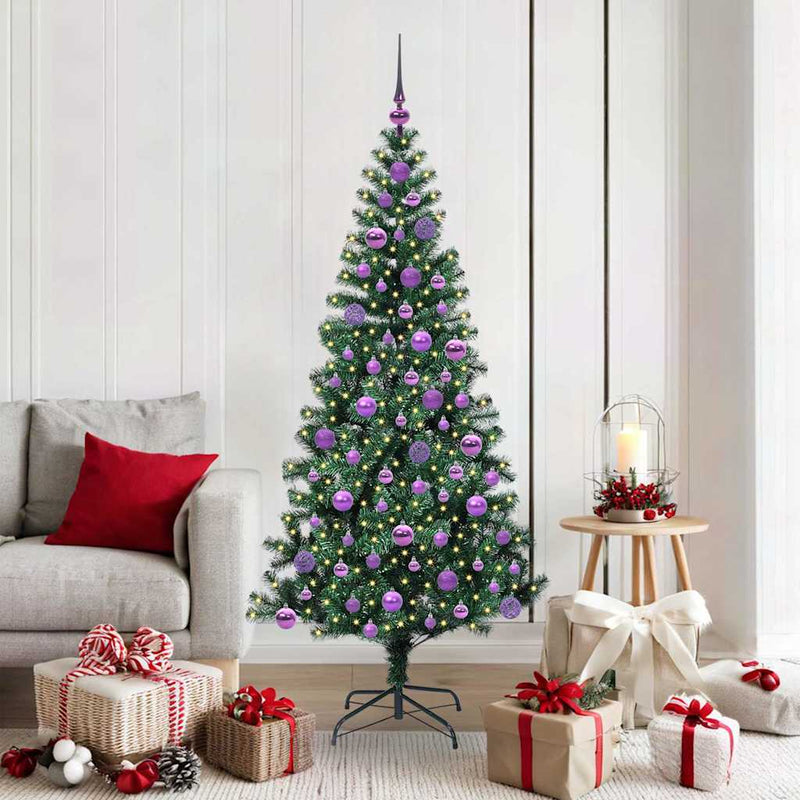 Vidaxl kunstmatig voorverlicht kerstboom groen 180 cm pvc en metaal