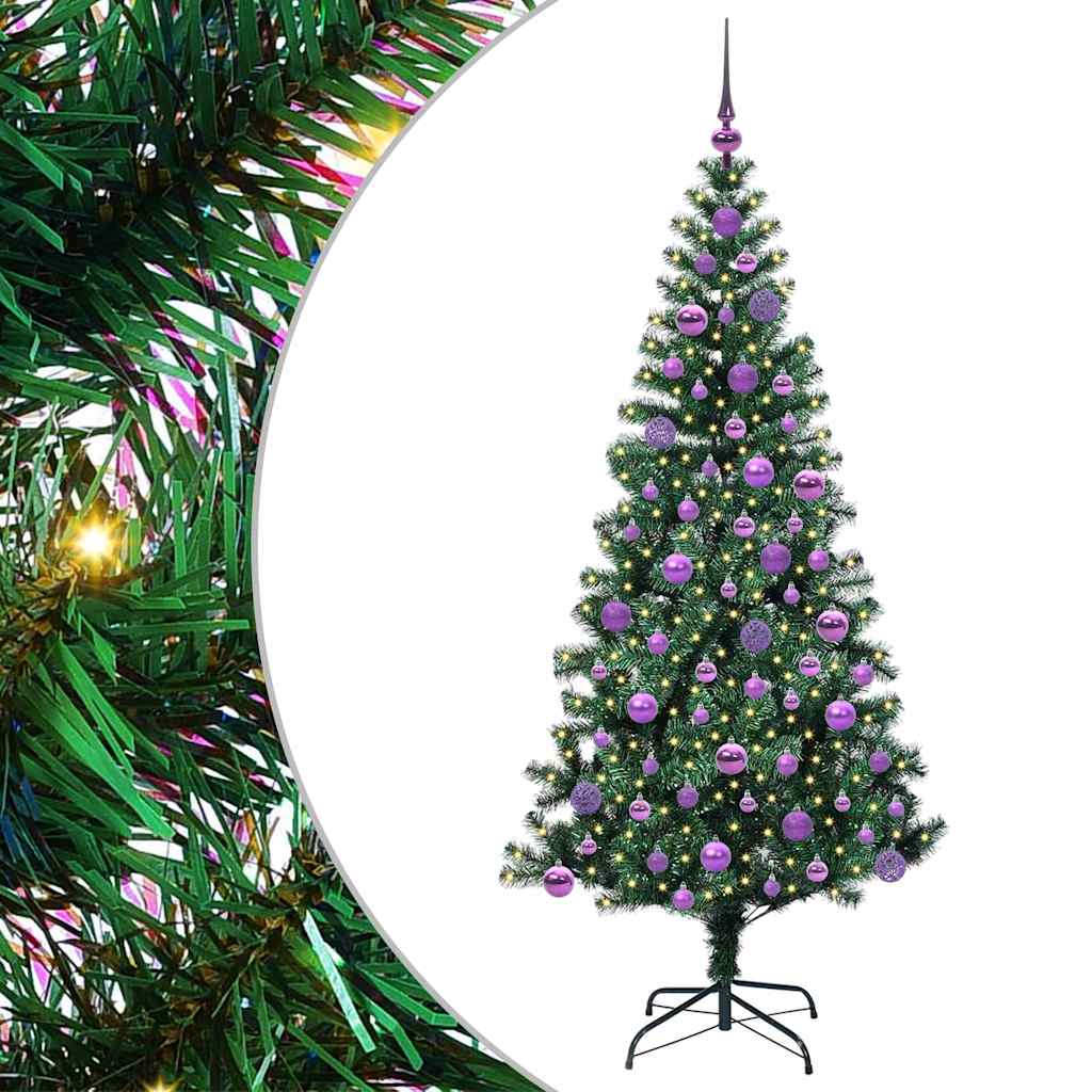 VidaXL albero di Natale artificiale preilluminato verde 180 cm in PVC e metallo