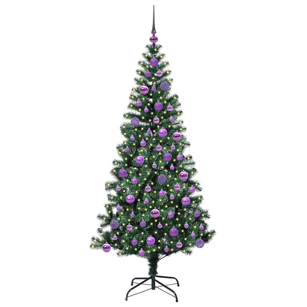 VidaXL albero di Natale artificiale preilluminato verde 180 cm in PVC e metallo
