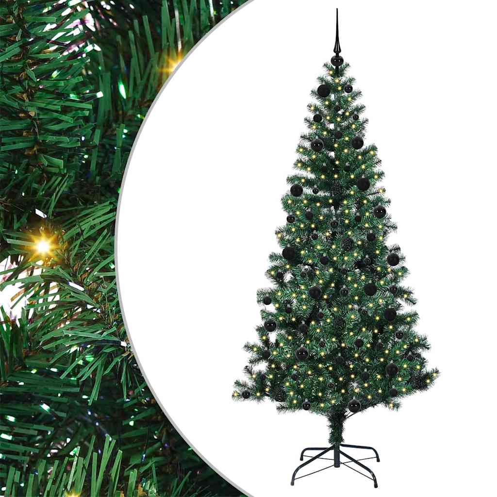 Vidaxl kunstmatig voorverlicht kerstboom groen 210 cm pvc en metaal
