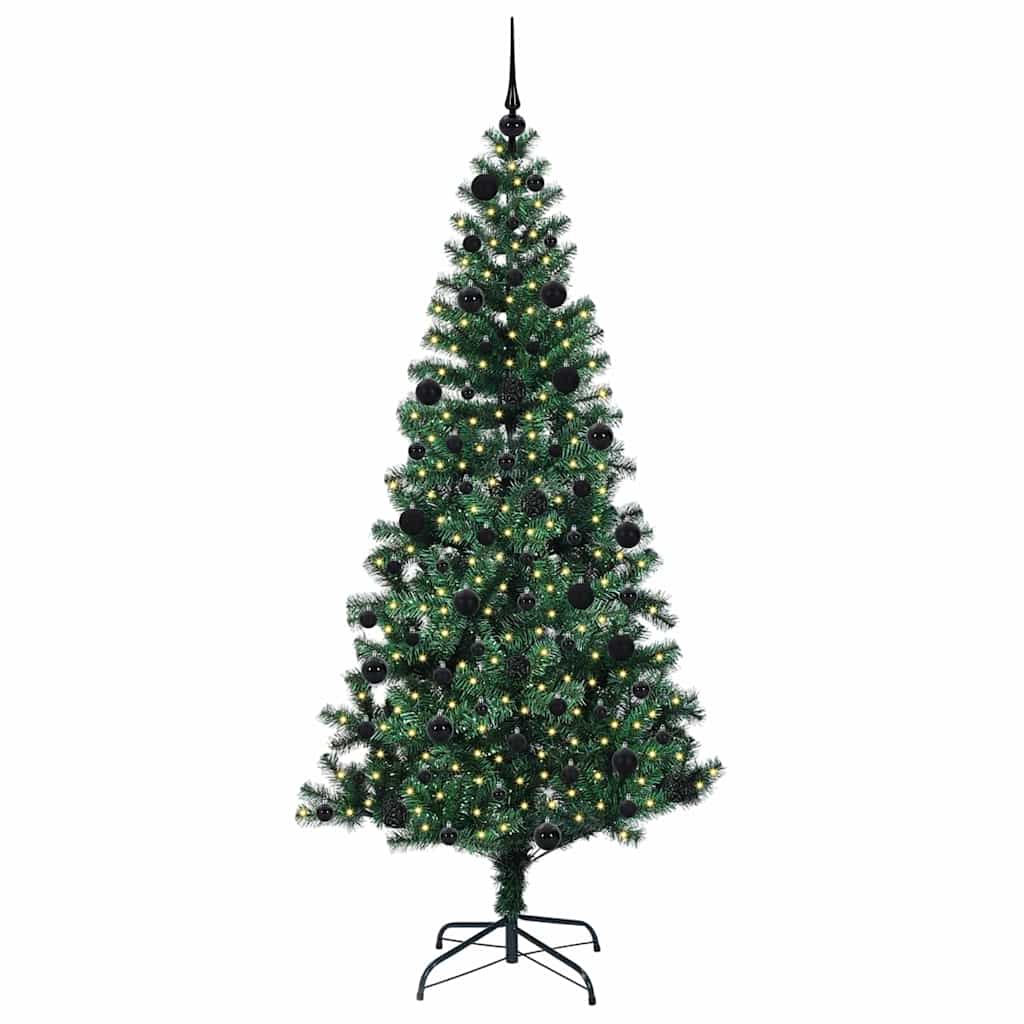 Vidaxl kunstmatig voorverlicht kerstboom groen 210 cm pvc en metaal