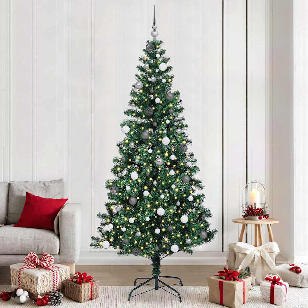 Vidaxx albero di Natale artificiale preilluminato verde 240 cm in PVC e metallo