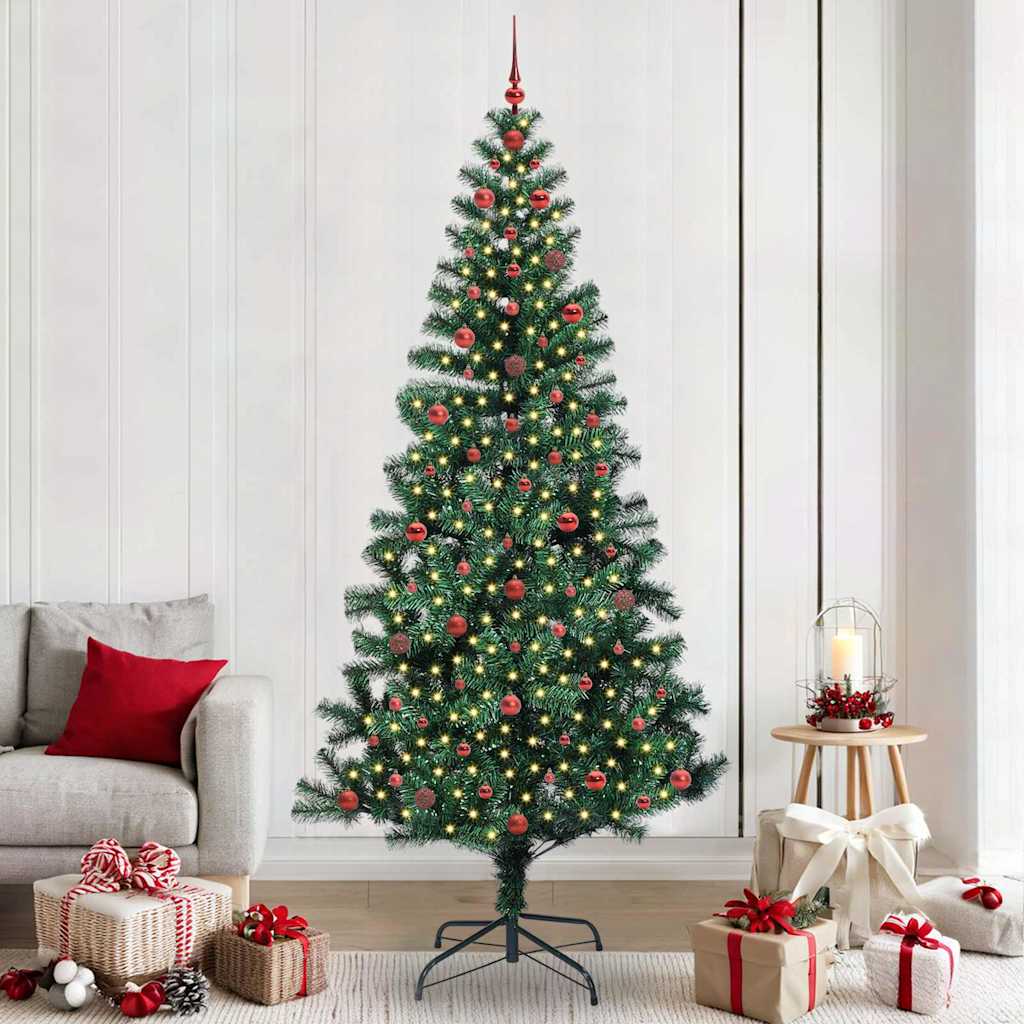 Vidaxl kunstmatig voorverlicht kerstboom groen 240 cm pvc en metaal