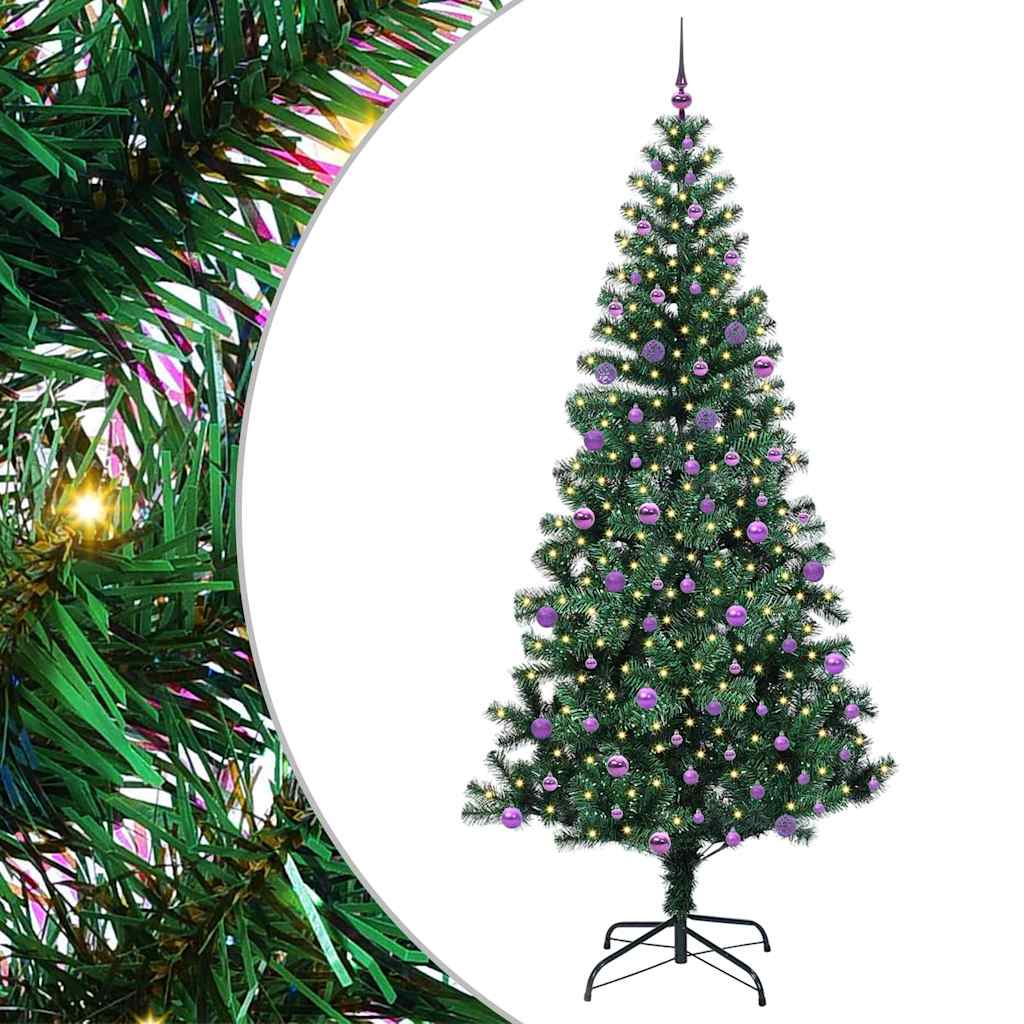 Vidaxl kunstmatig voorverlicht kerstboom groen 240 cm pvc en metaal