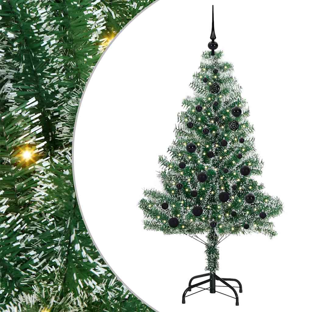 Vidaxl kunstmatige kerstboom sneeuw gevlochten met led licht 150 cm