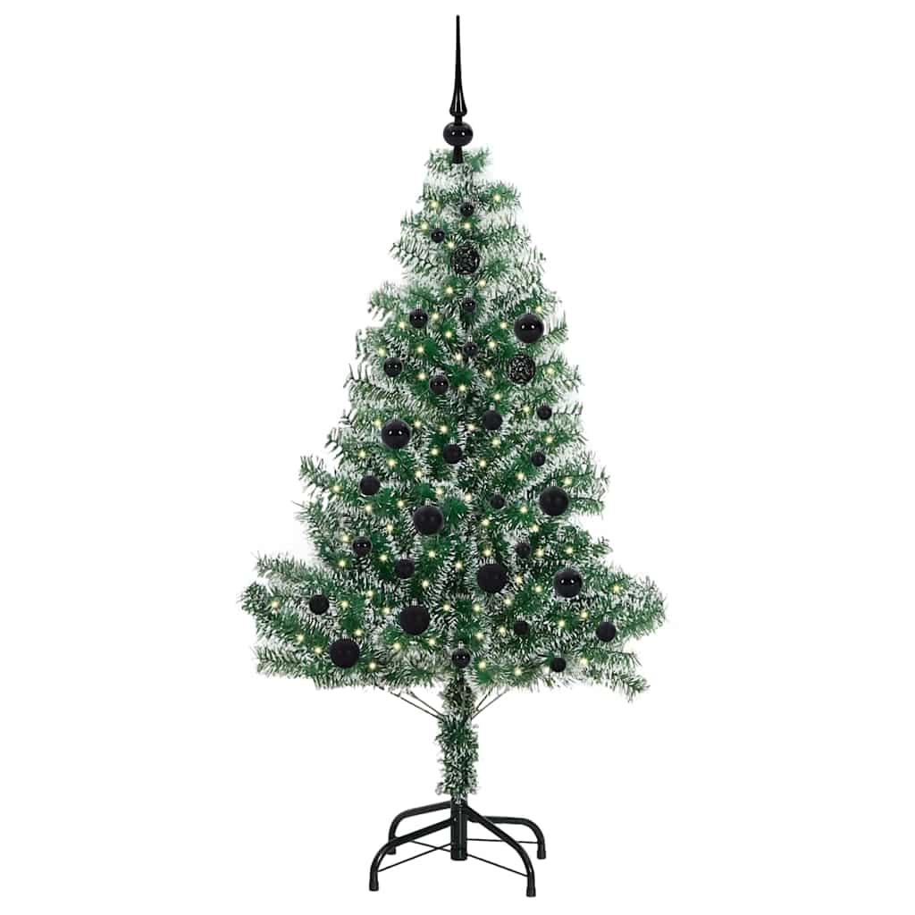 Vidaxl kunstmatige kerstboom sneeuw gevlochten met led licht 150 cm