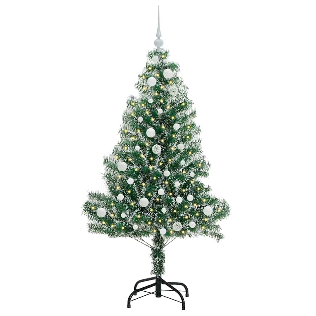 Vidaxl kunstmatige kerstboom sneeuw gevlochten met led licht 150 cm
