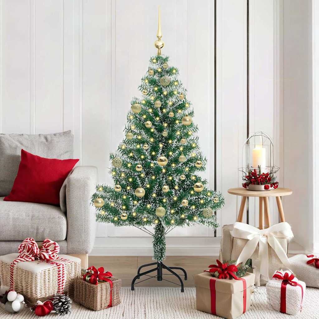 Vidaxl kunstmatige kerstboom sneeuw gevlochten met led licht 150 cm