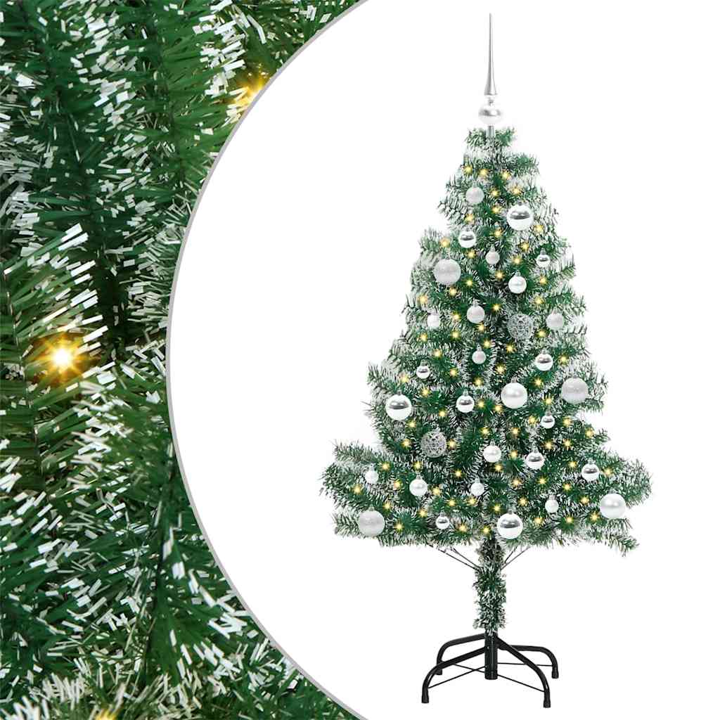 Vidaxl kunstmatige kerstboom sneeuw gevlochten met led licht 150 cm