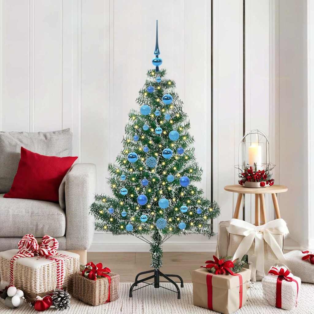 Vidaxl kunstmatige kerstboom sneeuw gevlochten met led licht 150 cm