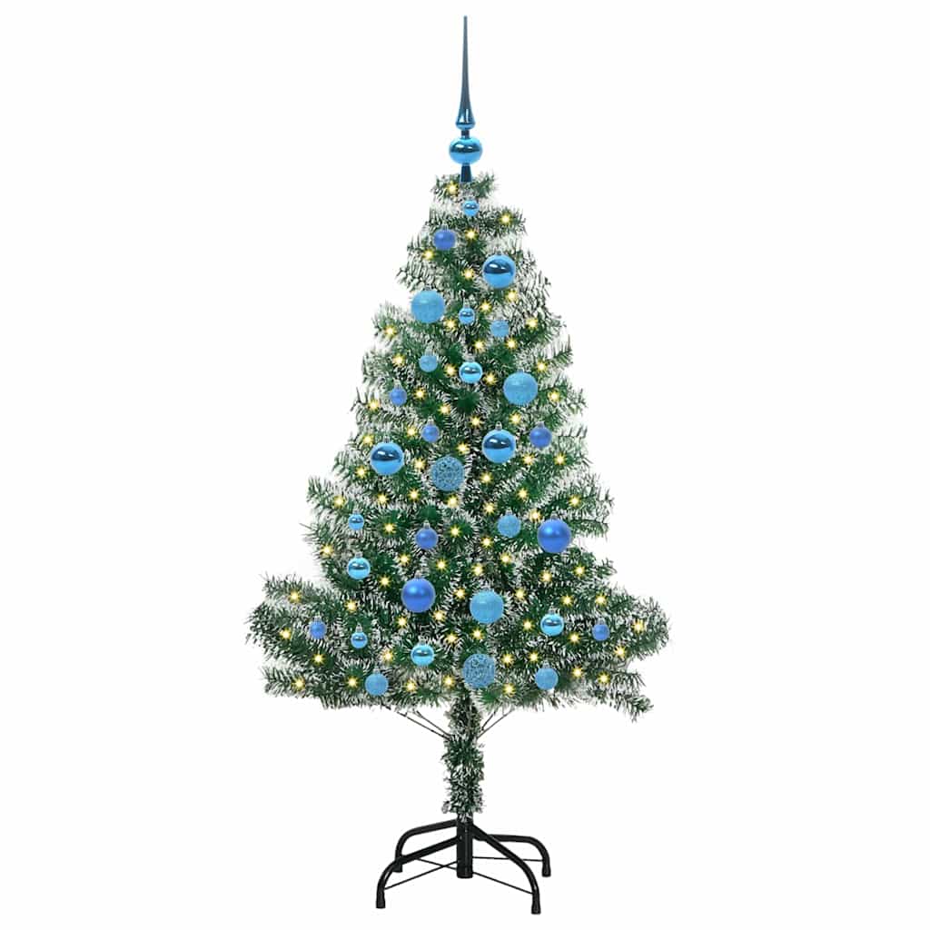 Vidaxl kunstmatige kerstboom sneeuw gevlochten met led licht 150 cm