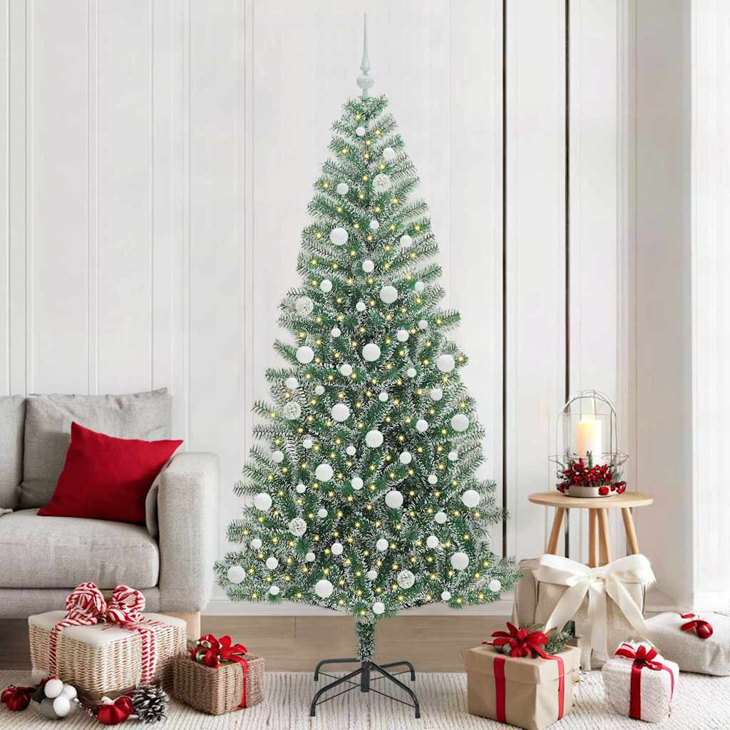 Vidaxx albero di Natale artificiale neve intrecciata con luce LED 210 cm